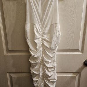 Elegant White Ruched Dress